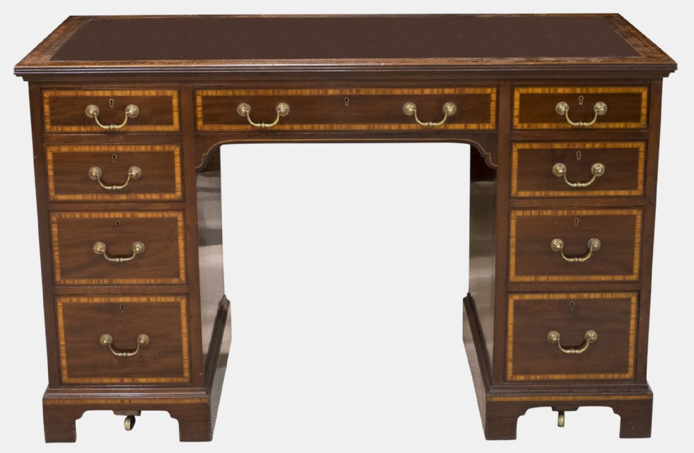 Santinwood Banded 9 Drawer Pedestal Desk