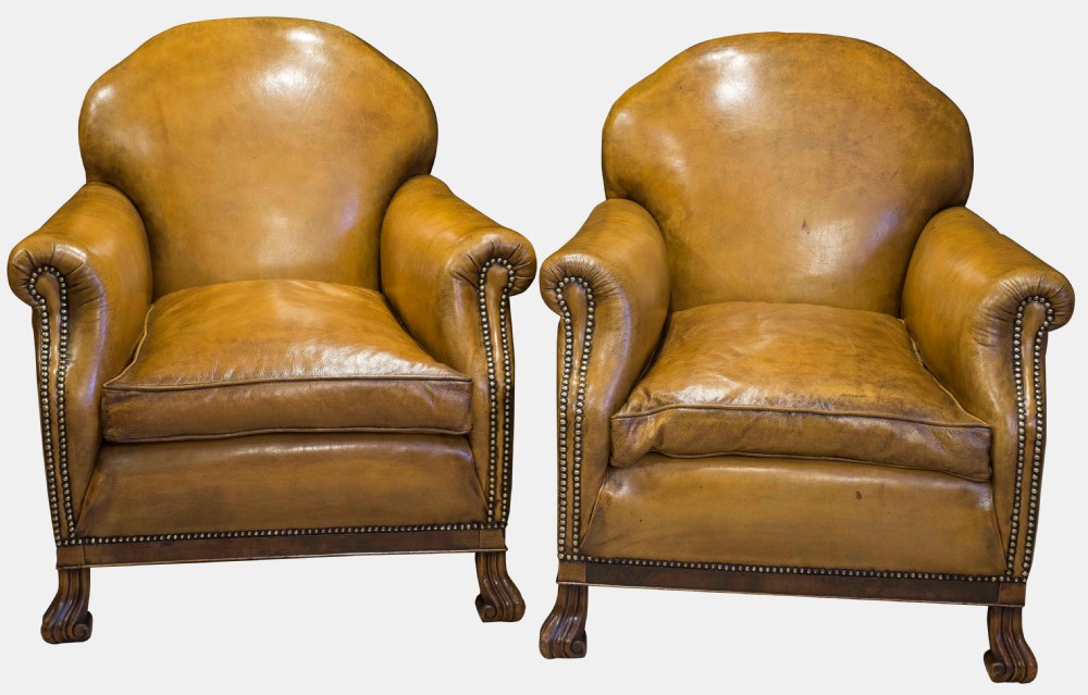 Pair of Leather Club Chairs