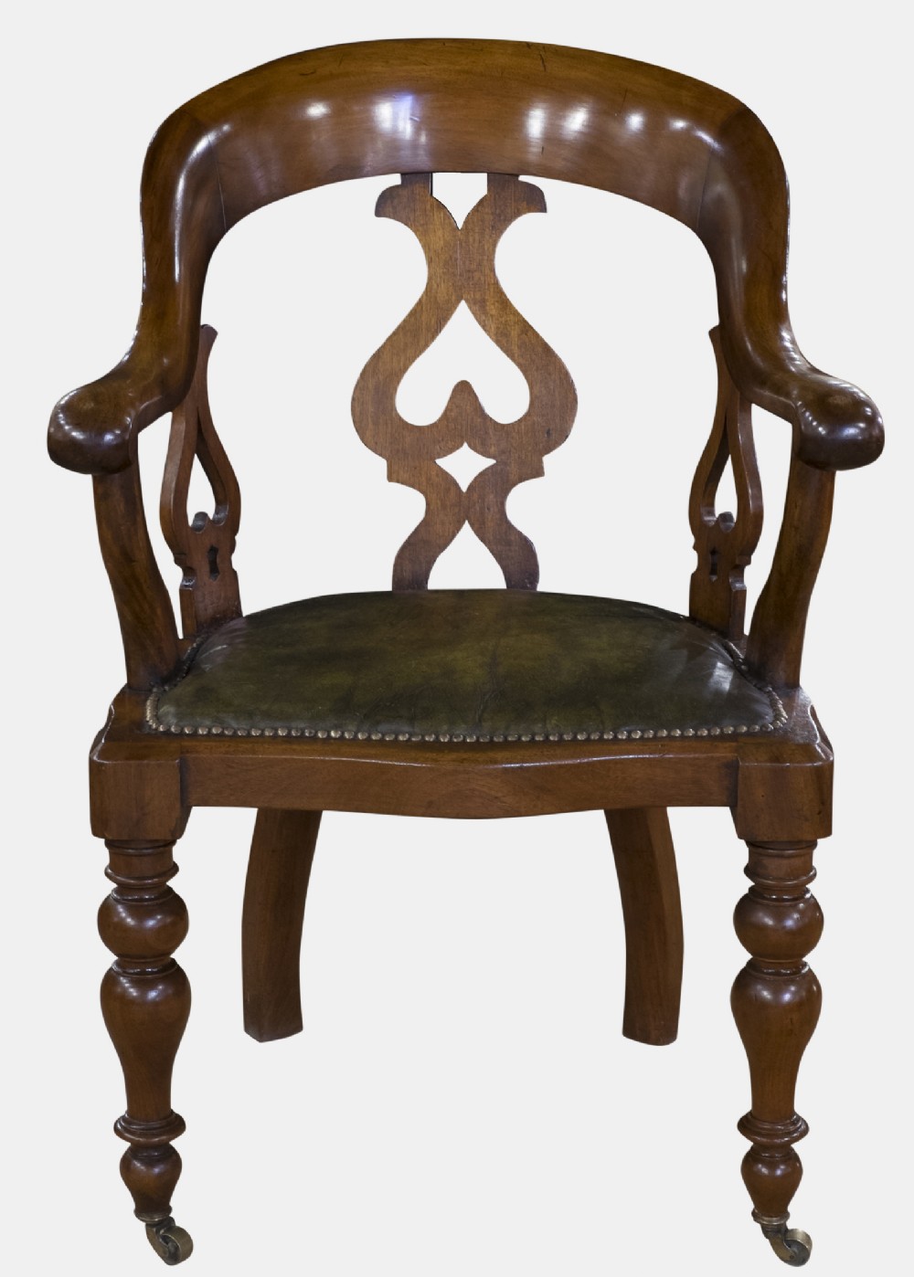 Leather & Mahogany Victorian Desk Chair