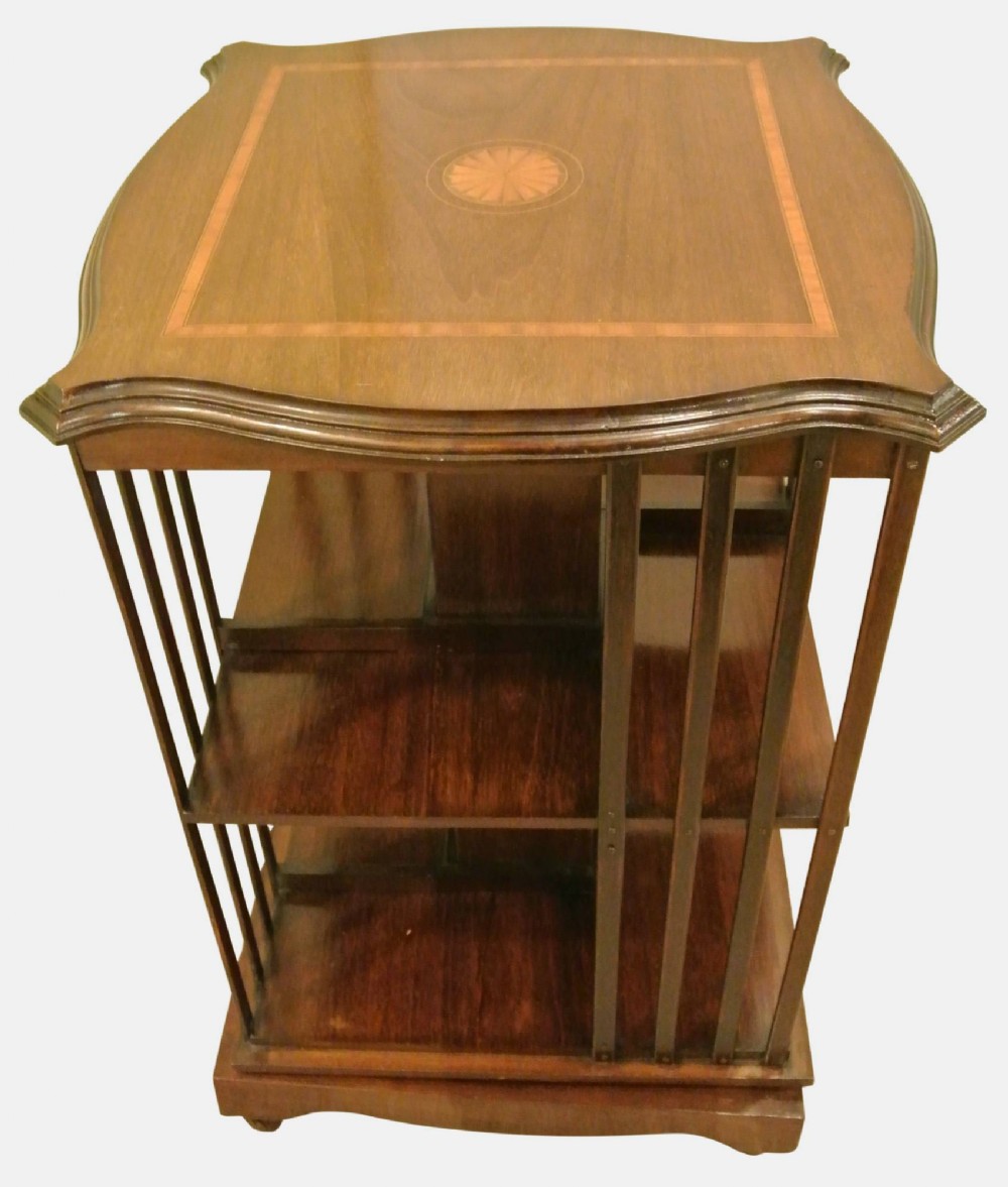 Serpentine Edge Mahogany Revolving Bookcase