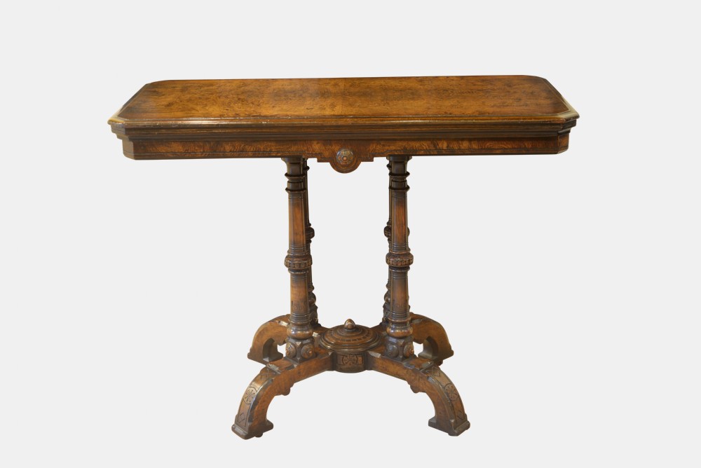 Victorian Burr Oak Card Table