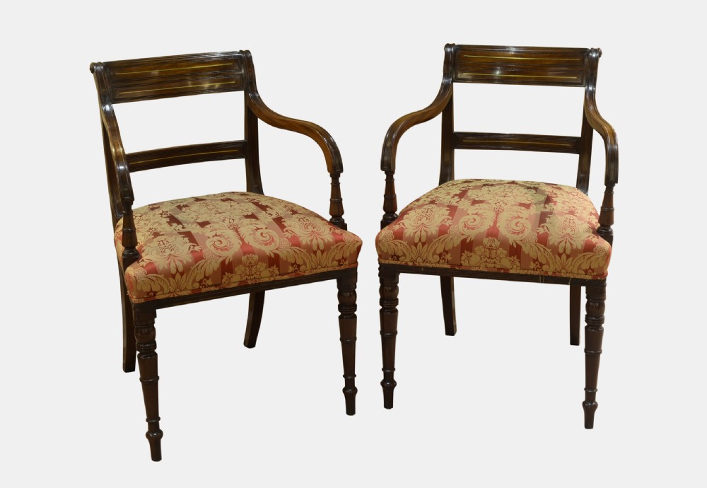Pair of Regency Mahogany Elbow Chairs
