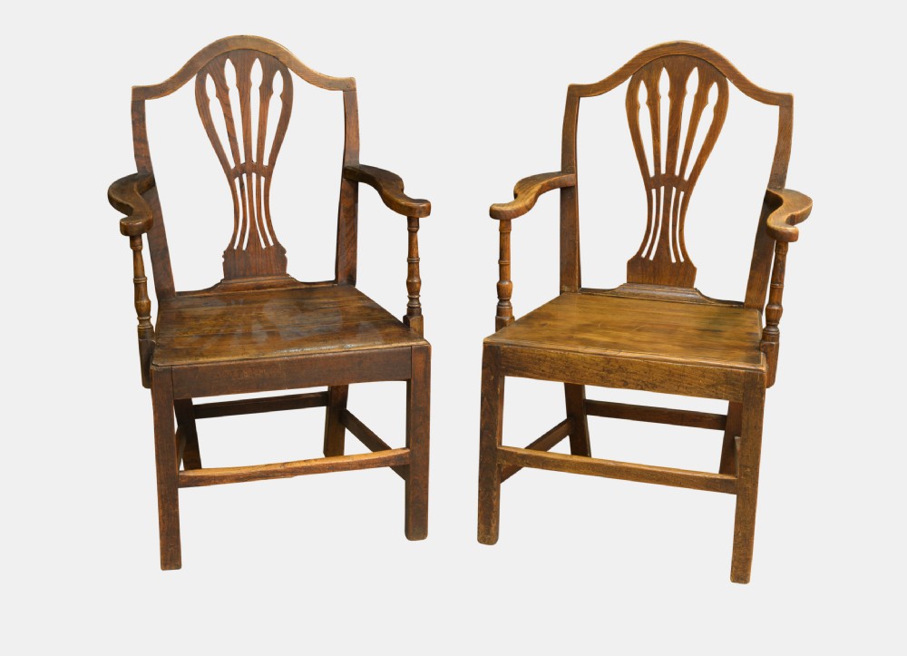 Pair of George III Oak Carver Chairs