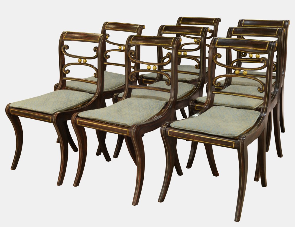 Set of 8 Regency Beechwood Chairs