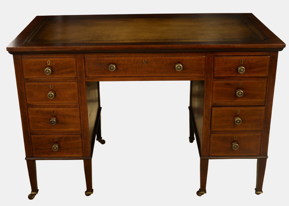 Edwardian Mahogany Inlaid Kneehole Desk