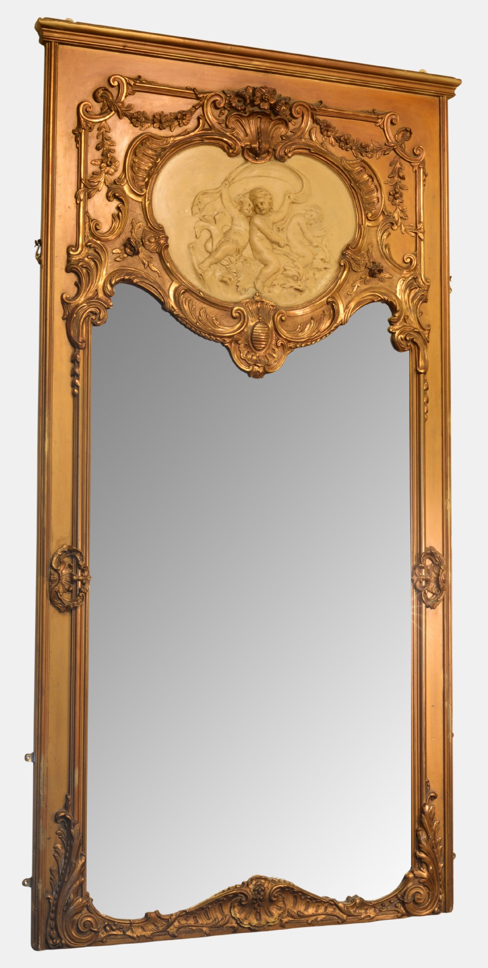 French Giltwood & Gesso Trumeau/ Mirror