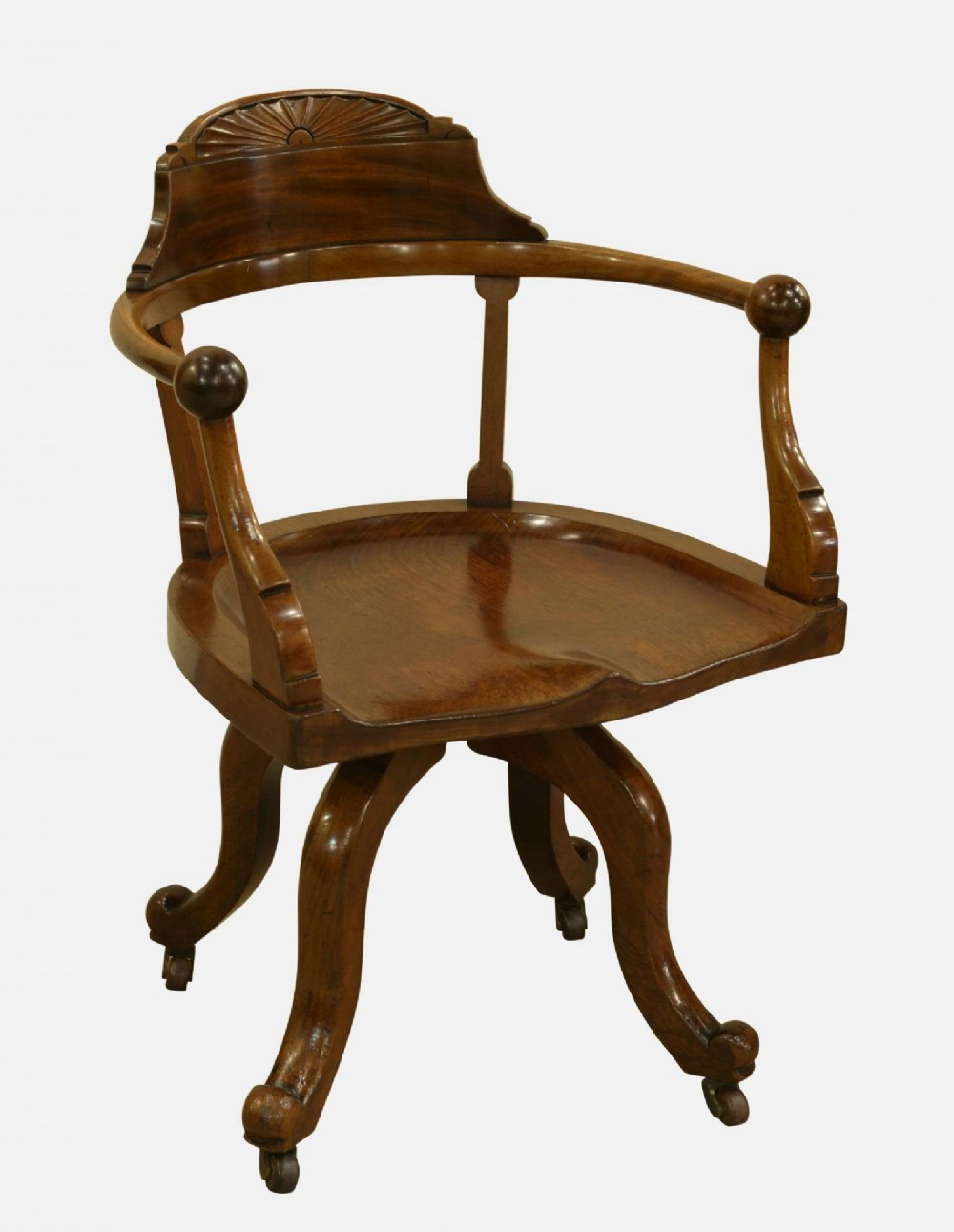 19th Century Mahogany Swivel Arm Chair