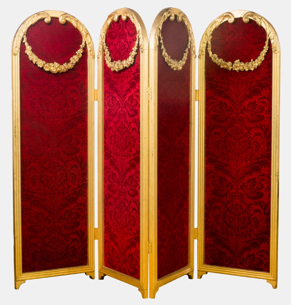 20th Century Ornate Gilt Framed Screen