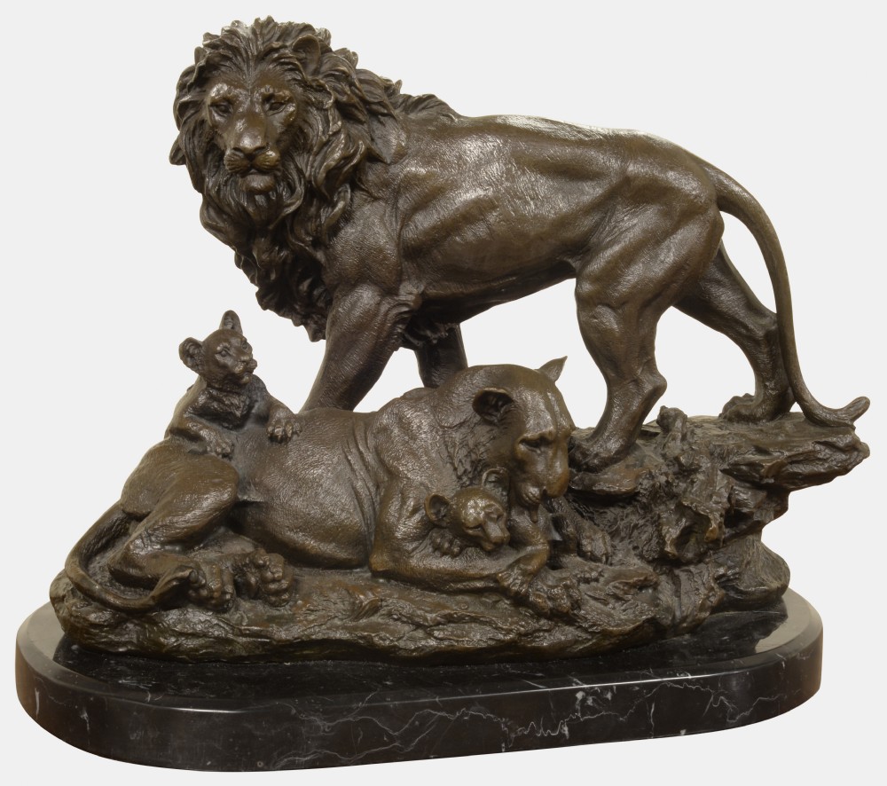 Bronze Sculpture of a Group of Lions