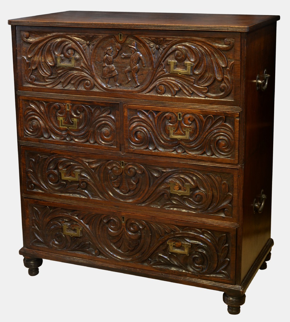 19th Century Colonial Teak Military Chest