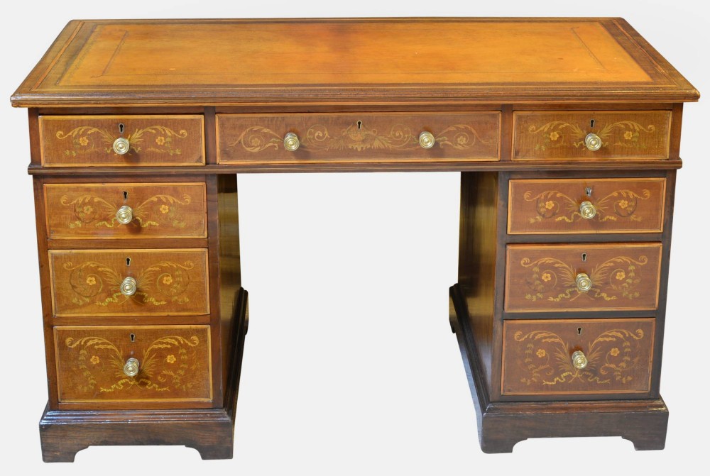 Edward & Roberts Inlaid Pedestal Desk