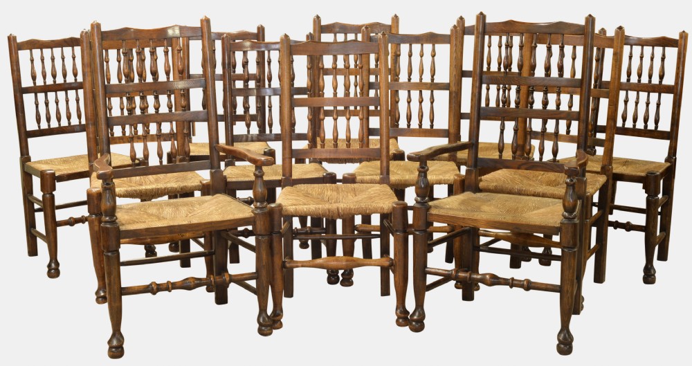 Set of 12 Spindleback Dining Chairs