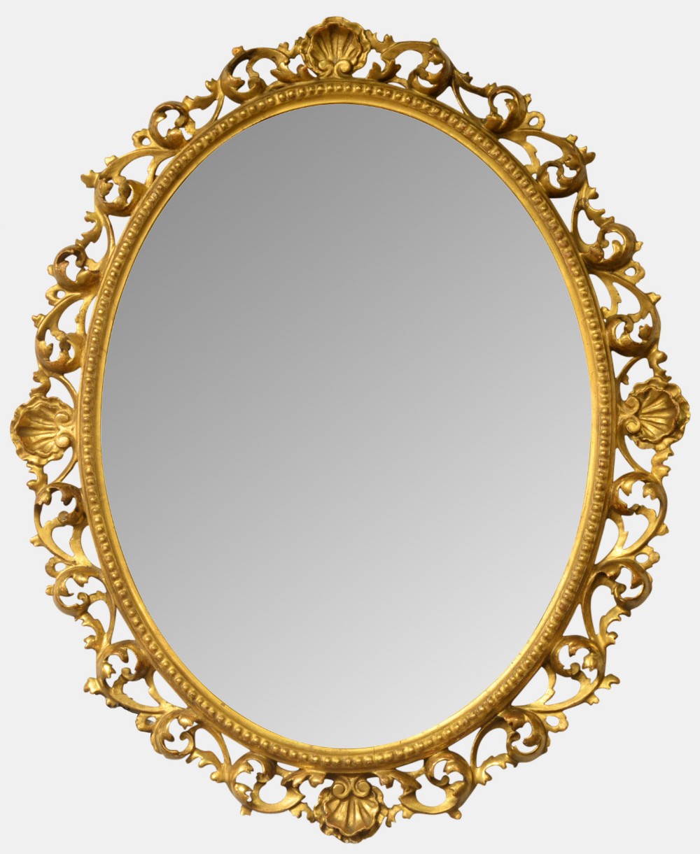 19th Century Oval Giltwood Mirror
