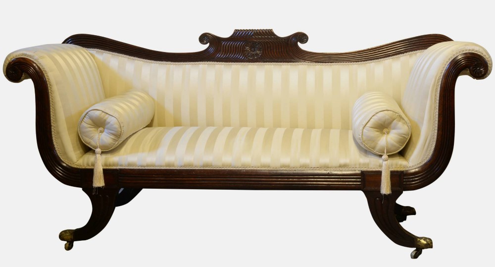 Regency Mahogany Scroll End Sofa