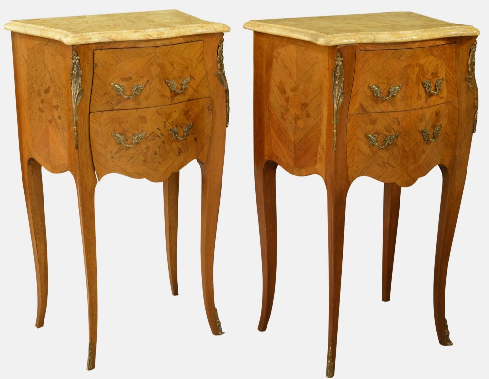 Pair of Marble Topped Bedside Chests
