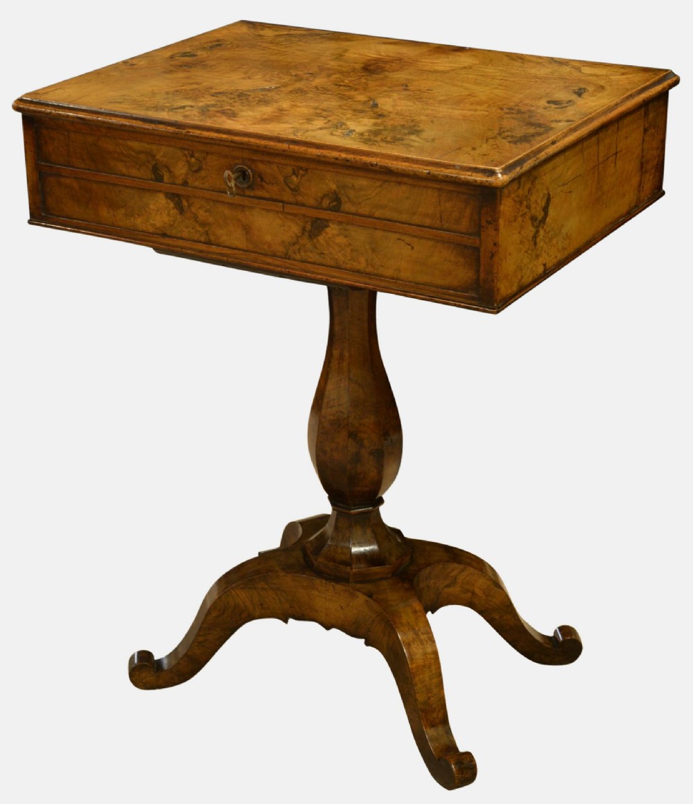Early Victorian Walnut Ladies Work Box
