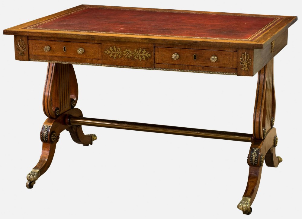 Regency Brass Inlaid Writing Table