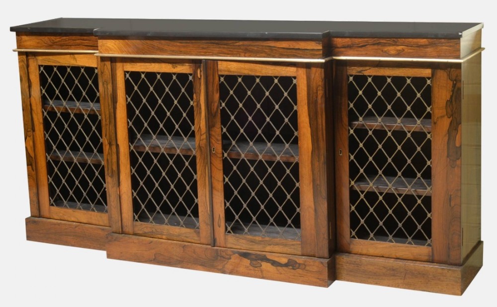 19th Century Rosewood Breakfront Low Bookcase