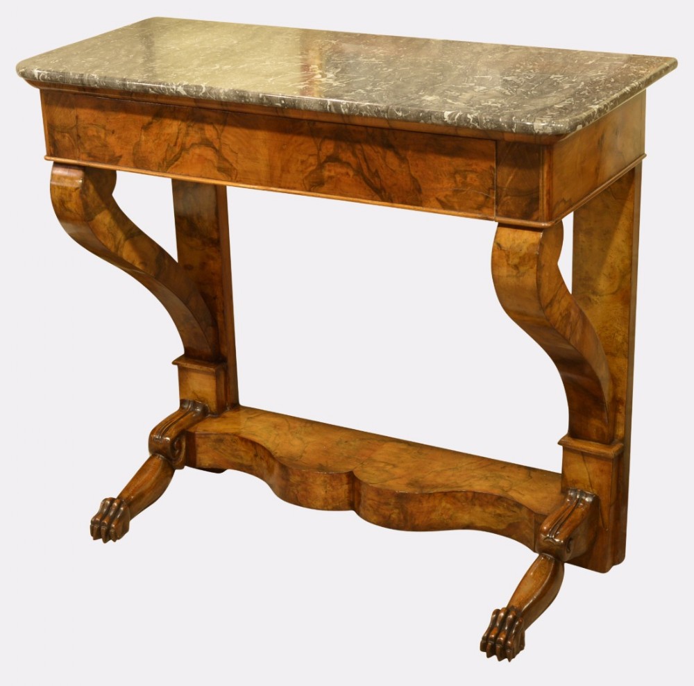 19th Century Marble Topped Walnut Console Table