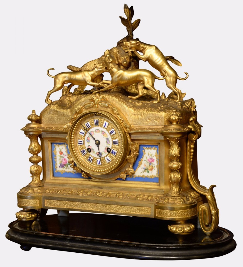 Ormolu Porcelain Mounted French Mantel Clock