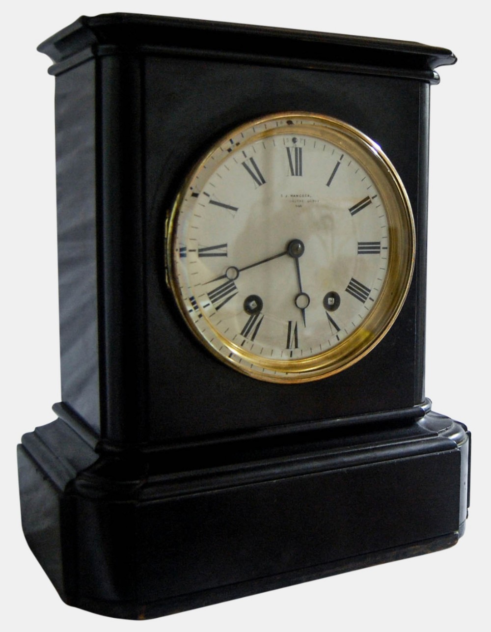Large French Victorian Black Marble Clock