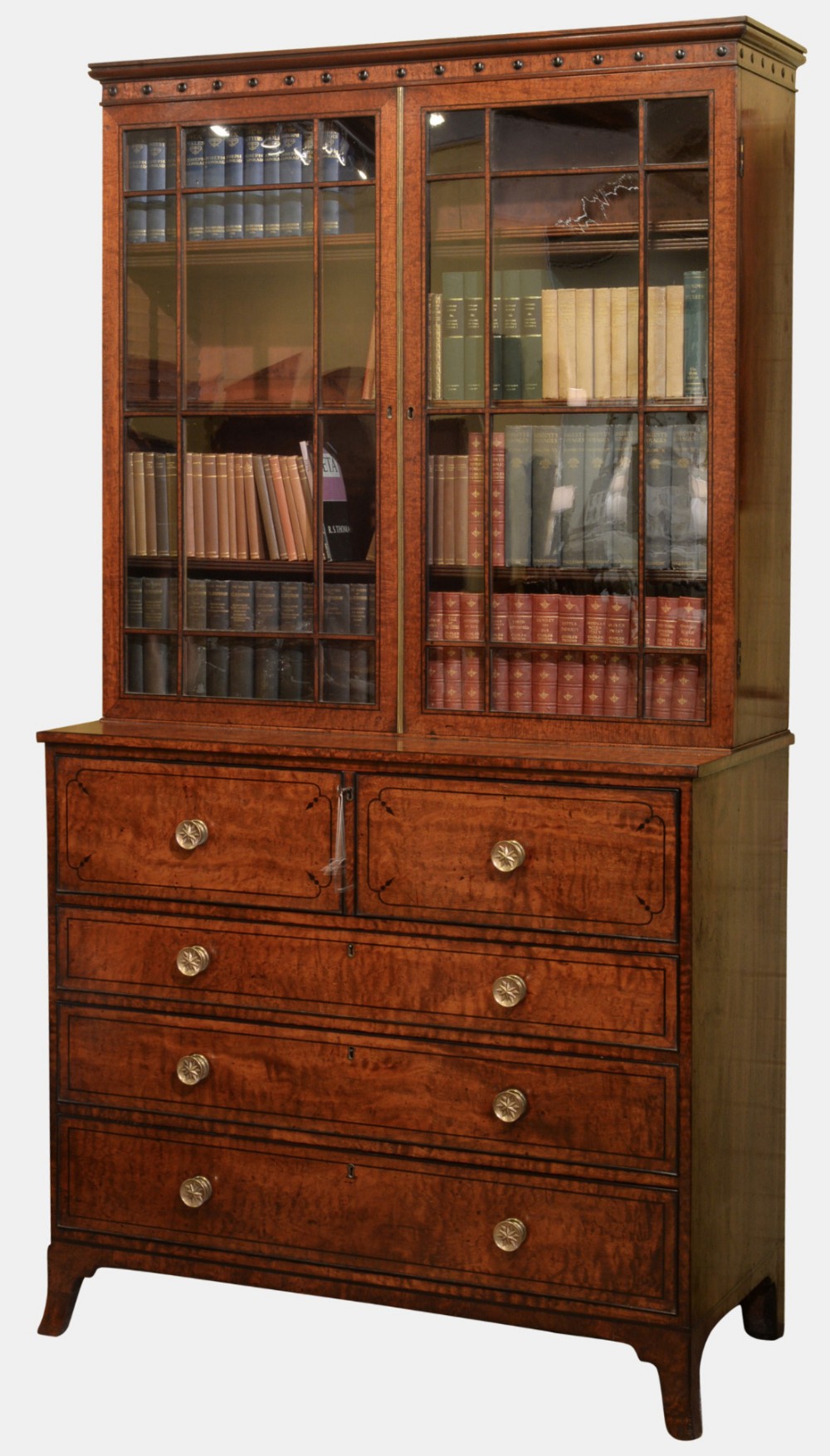 English Regency Mahogany Secretaire Bookcase