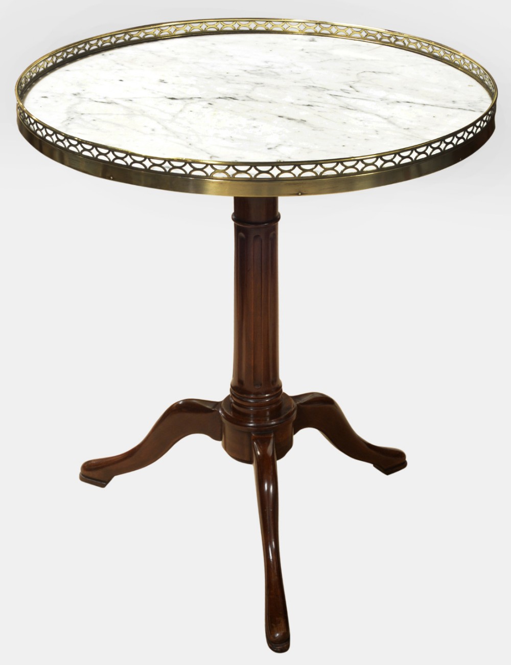 Circular French Gueridon Table with Marble Top