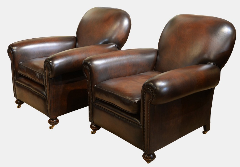 Pair of Leather Club Chairs