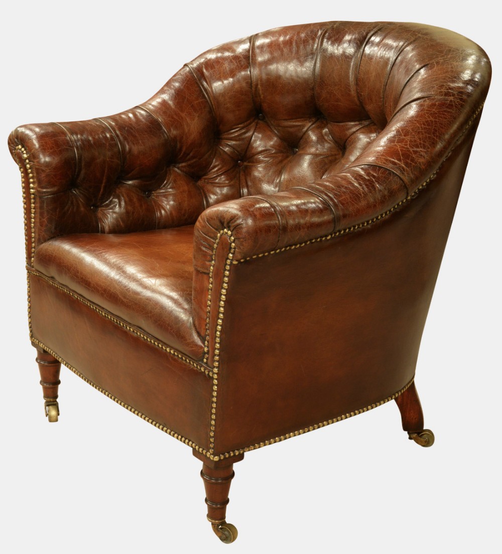 19th Century Leather Tub Chair