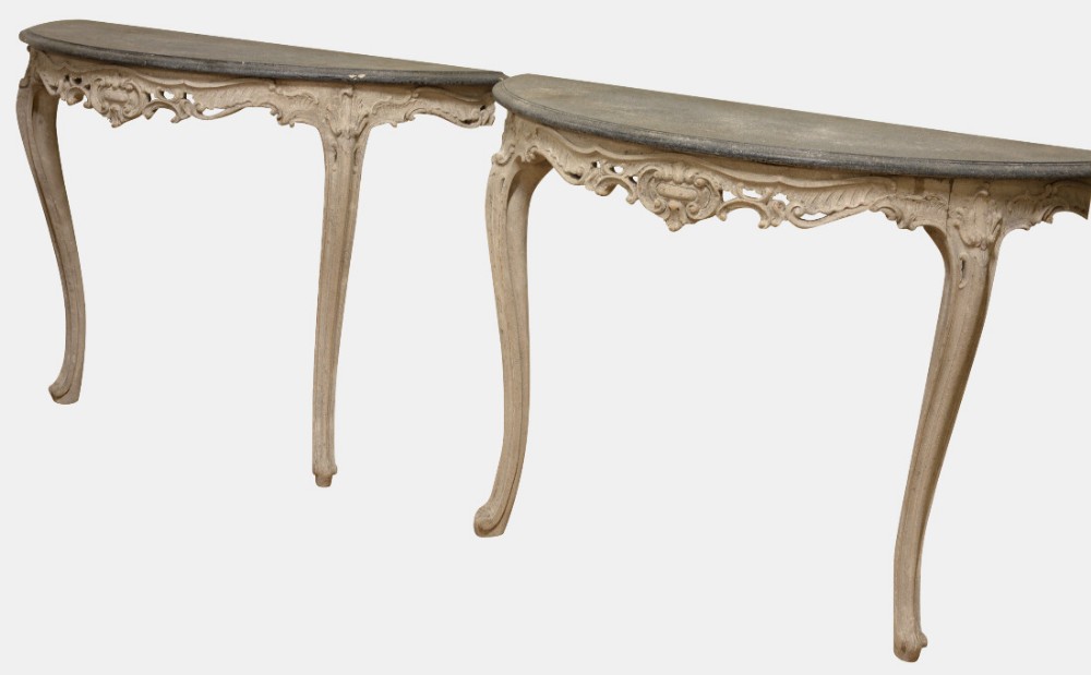 Pair of Half-Moon Painted Console Tables