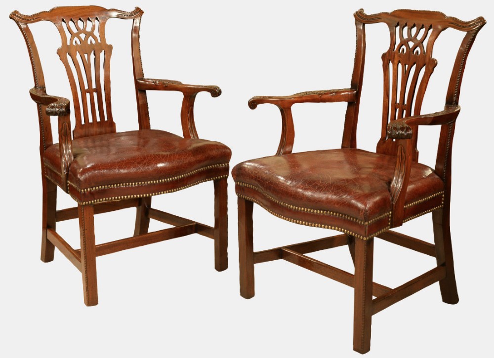 Pair of 18th Century Mahogany Carver Arm Chairs