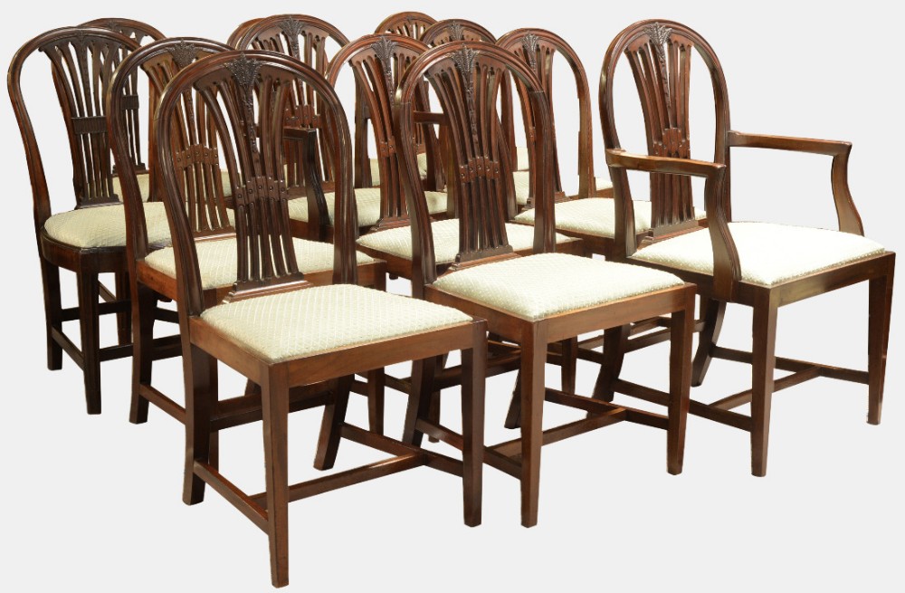 Set of 12 Matched Mahogany Dining Chairs