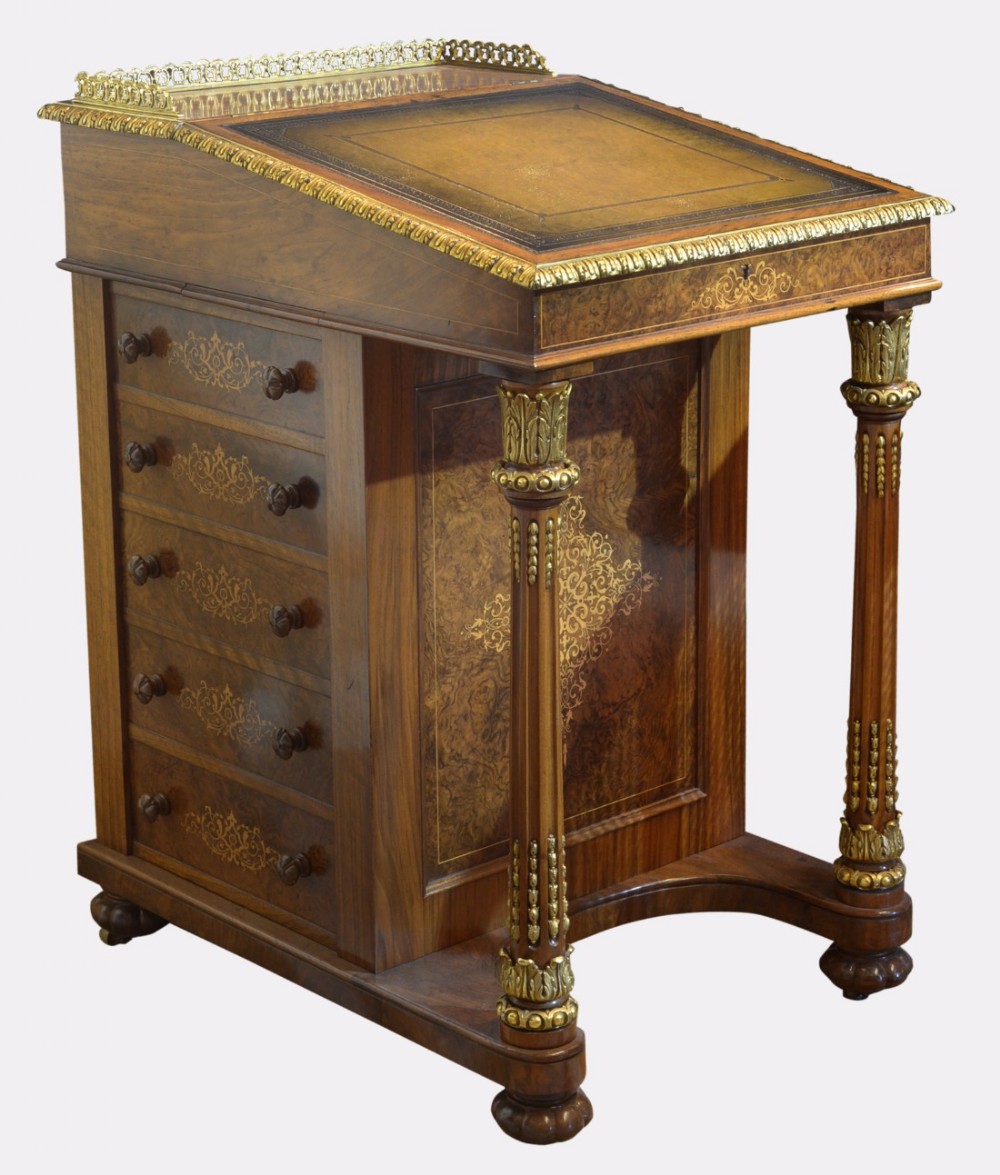 Victorian Burr Walnut Davenport