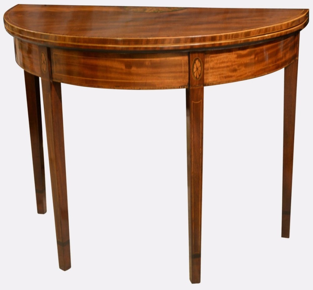 George III Mahogany Demi-Lune Card Table

