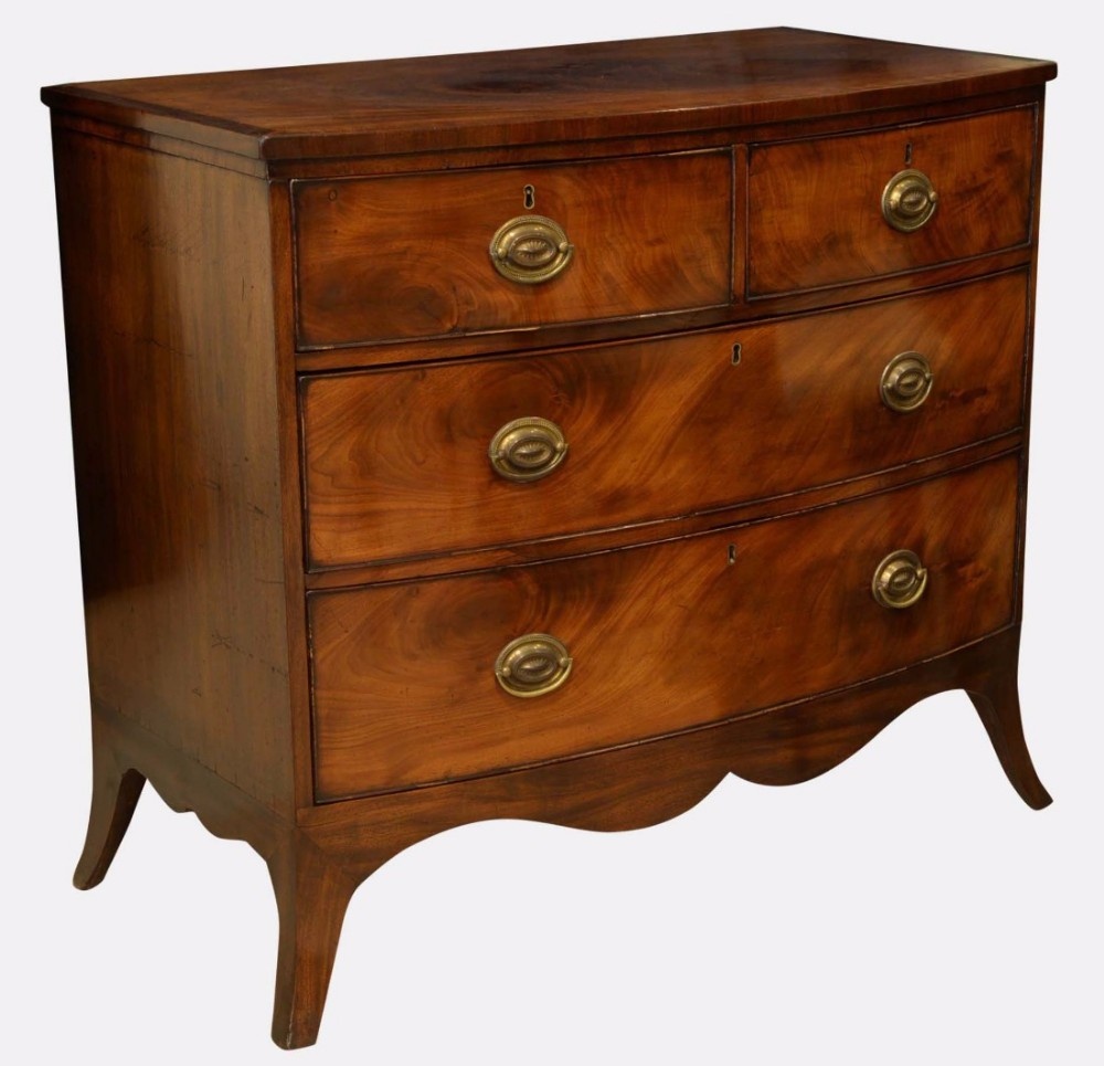 George III Flame Mahogany Bowfronted Chest of Drawers
