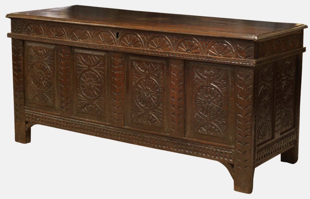 Early 17th Century Carved Oak Coffer
