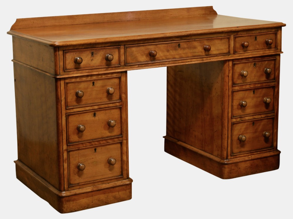 Victorian Satinbirch Pedestal Desk