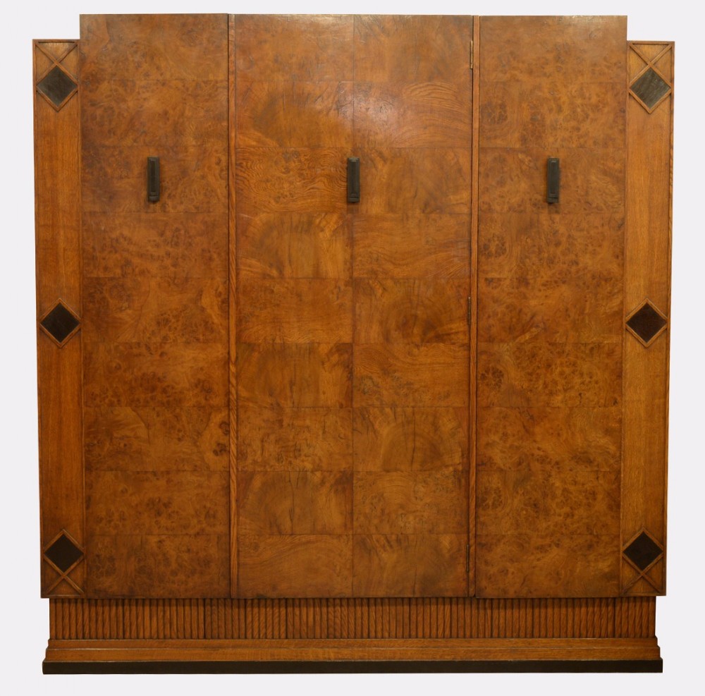 Burr Oak & Oak Oyster Veneered Art Deco Wardrobe