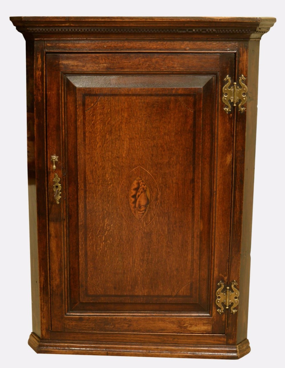 George III Inlaid Oak Corner Cupboard