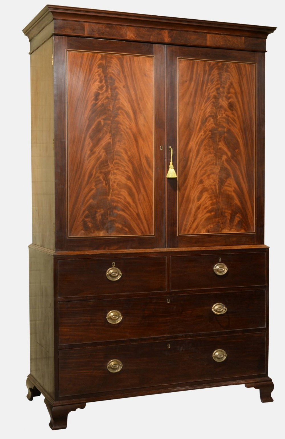 George III Flame Mahogany Linen Press
