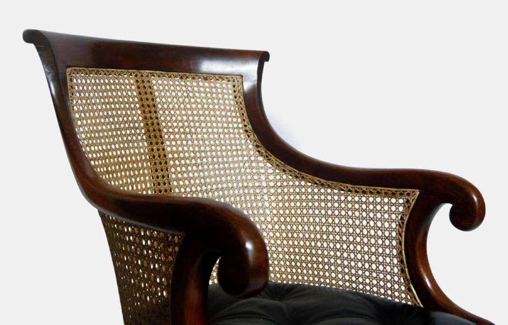 Regency Mahogany Bergere Library Tub Chair View V