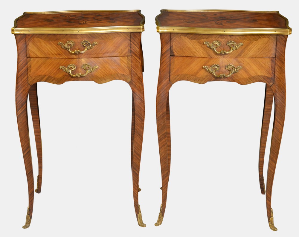 Pair of French Louis XV Inlaid Side Tables