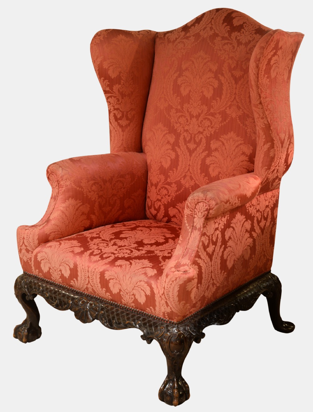 Chippendale Style Winged Armchair