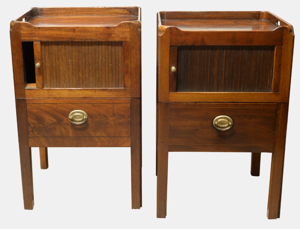 Pair of Georgian Mahogany Tambour Fronted Commodes
