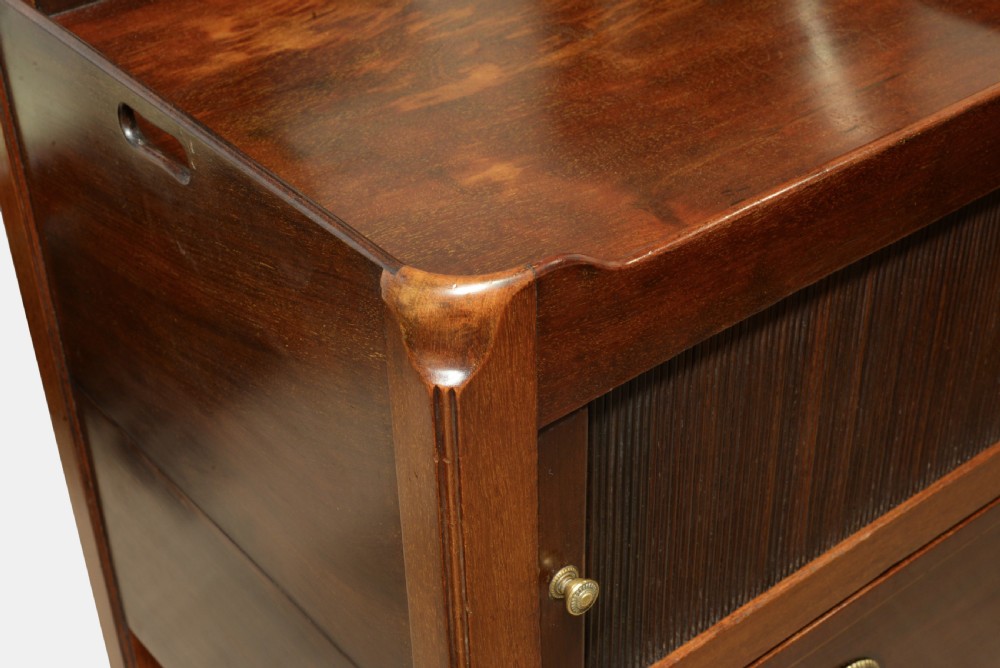 Pair of Georgian Mahogany Tambour Fronted Commodes View IV