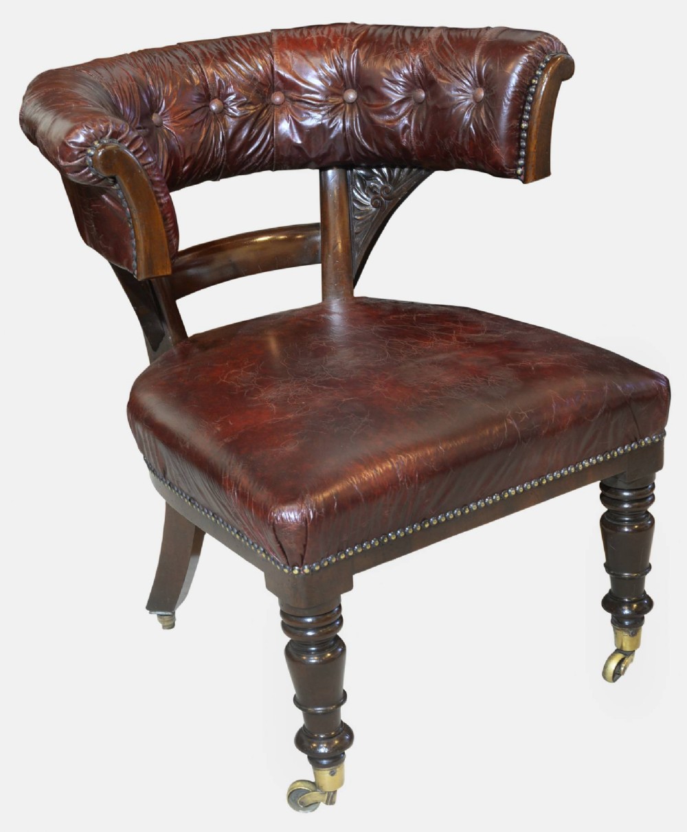 19th Century Horseshoe Library Desk Chair
