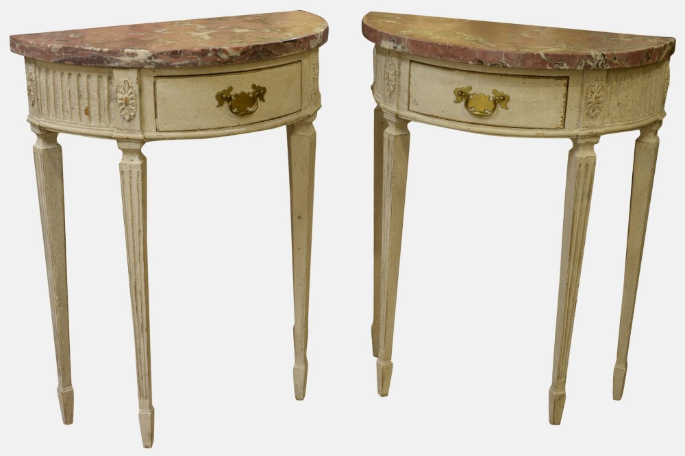 Pair of Demi-Lune Console Tables