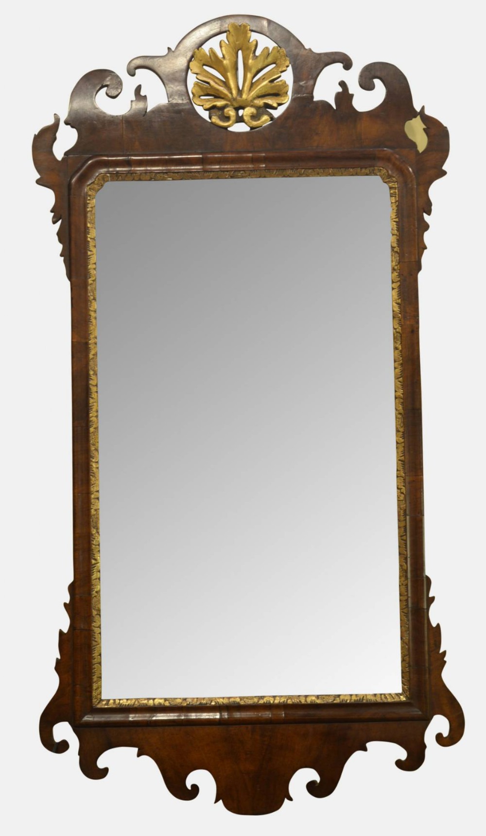 George II Walnut & Parcel Gilt Mirror
