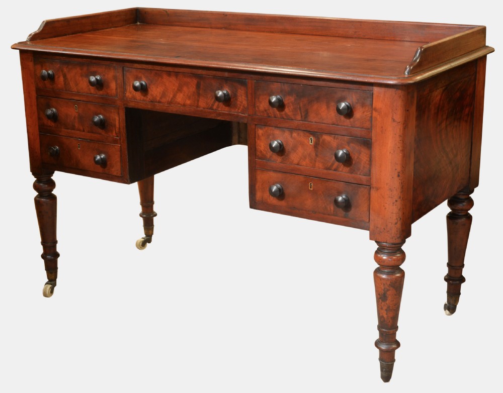 Victorian Mahogany Kneehole Writing/Side Table View II