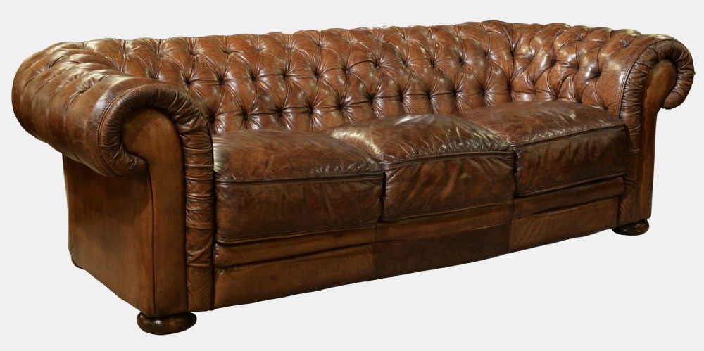 Large 3 Seater Leather Chesterfield Sofa View II